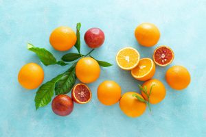 Oranges, fresh fruits, vitamin C concept