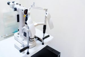 Close up modern ophthalmological laser used for eye surgery on table