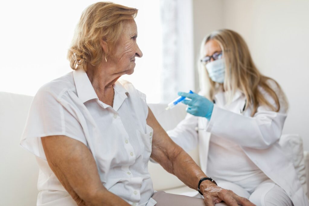 Vaccine administration on an elderly patient
